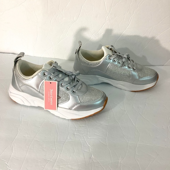 NEW JUICY COUTURE ENCHANTER 9H SNEAKERS SILVER GLITTER - Picture 1 of 10
